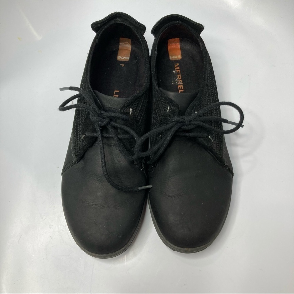 Merrell Ashland tie black leather shoes size 8.5 - Picture 3 of 8